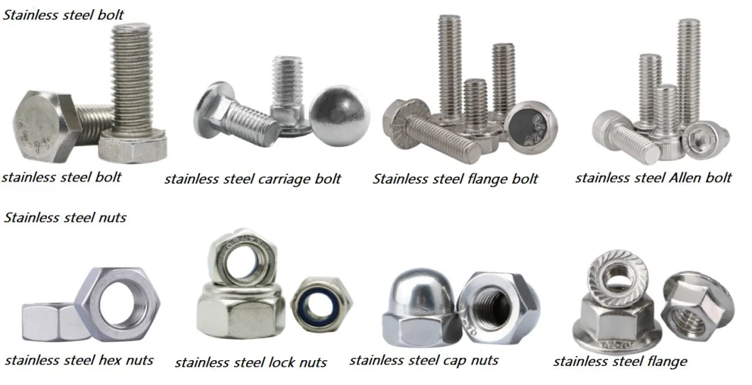 Stainless Steel Bolts/Hexagon Head Bolt and Nuts/Carriage Bolt/U Bolt/ Hex Flange Bolt/Anchor Bolt /Eye Bolt/Stud Bolts DIN933/DIN931/DIN603 DIN6921 Standard